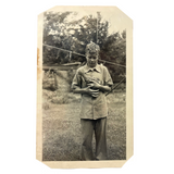 Ernest Young Man Tenderly Holding Chicken, c. 1940s-50s Snapshot