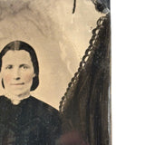 Woman in Black with Painterly Tree, Curious Full Plate Folk Art Tintype