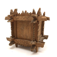 Old Carved Folk Art Still Bank with Crown of Thorns Corners