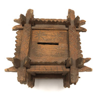 Old Carved Folk Art Still Bank with Crown of Thorns Corners