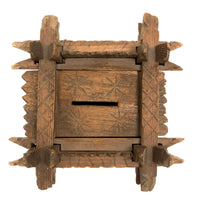 Old Carved Folk Art Still Bank with Crown of Thorns Corners