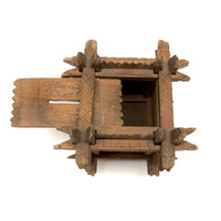 Old Carved Folk Art Still Bank with Crown of Thorns Corners