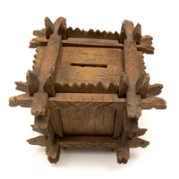 Old Carved Folk Art Still Bank with Crown of Thorns Corners