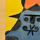 Strangely Satisfying Mid Century Watercolor Color and Form Study, with Face!