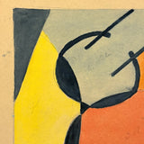 Strangely Satisfying Mid Century Watercolor Color and Form Study, with Face!