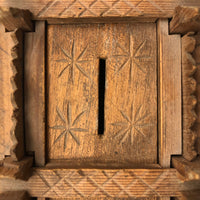Old Carved Folk Art Still Bank with Crown of Thorns Corners