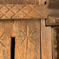 Old Carved Folk Art Still Bank with Crown of Thorns Corners