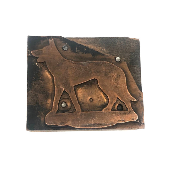 Sweet Old Copper Dog Print Block Stamp