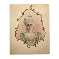 Maria Antoinette Watercolor Framed in Gold on Envelope