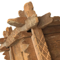 Old Carved Folk Art Still Bank with Crown of Thorns Corners
