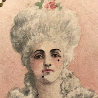 Maria Antoinette Watercolor Framed in Gold on Envelope