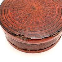 Striking Antique Burmese Red and Black Lacquer Small Betel Box