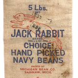 Sweet Old Jack Rabbit Beans Cotton Muslin Sack with Embroidery Design on Reverse