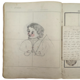Treasure Trove of a 1879-80 Monticello, Iowa Drawing and Watercolor Book, with Loose Drawings Too