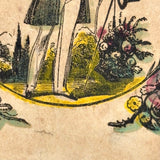 My Passion Never Can Be Told, Gentleman with Bird and Letter, C. 1840  Hand-colored Block Print Valentine