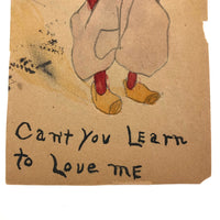 Can't You Learn to Love Me Handmade Ink and Watercolor Postcard