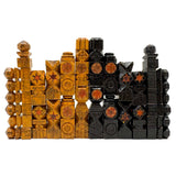 Intricately (Laboriously!) Carved Folk (Prison?) Art Chess Set with Many Stars, c. 1940s (One Pawn Missing)