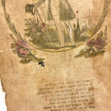 My Passion Never Can Be Told, Gentleman with Bird and Letter, C. 1840  Hand-colored Block Print Valentine