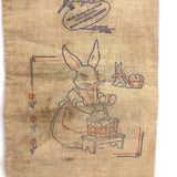 Sweet Old Jack Rabbit Beans Cotton Muslin Sack with Embroidery Design on Reverse