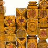 Intricately (Laboriously!) Carved Folk (Prison?) Art Chess Set with Many Stars, c. 1940s (One Pawn Missing)