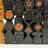 Intricately (Laboriously!) Carved Folk (Prison?) Art Chess Set with Many Stars, c. 1940s (One Pawn Missing)