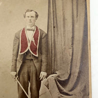 Hand-tinted CDV Photo of Young Odd Fellow/Mason with Sword (and Semi Veiled Chair!)