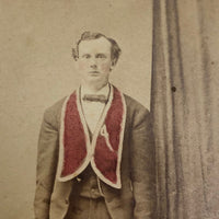 Hand-tinted CDV Photo of Young Odd Fellow/Mason with Sword (and Semi Veiled Chair!)