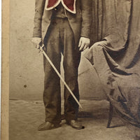 Hand-tinted CDV Photo of Young Odd Fellow/Mason with Sword (and Semi Veiled Chair!)