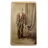 Hand-tinted CDV Photo of Young Odd Fellow/Mason with Sword (and Semi Veiled Chair!)