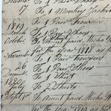 Interesting and Diverse 1816-1822 Ledger of Weston Family Expenses, Maine, Large Four Page Folio on Laid