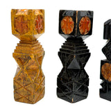 Intricately (Laboriously!) Carved Folk (Prison?) Art Chess Set with Many Stars, c. 1940s (One Pawn Missing)