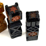 Intricately (Laboriously!) Carved Folk (Prison?) Art Chess Set with Many Stars, c. 1940s (One Pawn Missing)