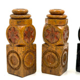 Intricately (Laboriously!) Carved Folk (Prison?) Art Chess Set with Many Stars, c. 1940s (One Pawn Missing)