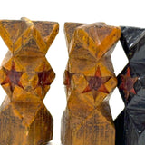 Intricately (Laboriously!) Carved Folk (Prison?) Art Chess Set with Many Stars, c. 1940s (One Pawn Missing)