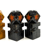 Intricately (Laboriously!) Carved Folk (Prison?) Art Chess Set with Many Stars, c. 1940s (One Pawn Missing)