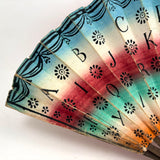 Early, Unusual, and Marvelous 19th Century Hand-painted Paper Alphabet Fan in Glorious Color