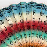 Early, Unusual, and Marvelous 19th Century Hand-painted Paper Alphabet Fan in Glorious Color