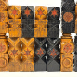 Intricately (Laboriously!) Carved Folk (Prison?) Art Chess Set with Many Stars, c. 1940s (One Pawn Missing)