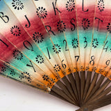 Early, Unusual, and Marvelous 19th Century Hand-painted Paper Alphabet Fan in Glorious Color
