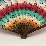 Early, Unusual, and Marvelous 19th Century Hand-painted Paper Alphabet Fan in Glorious Color