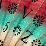 Early, Unusual, and Marvelous 19th Century Hand-painted Paper Alphabet Fan in Glorious Color