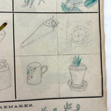 Treasure Trove of a 1879-80 Monticello, Iowa Drawing and Watercolor Book, with Loose Drawings Too