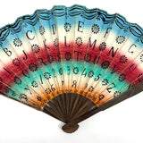 Early, Unusual, and Marvelous 19th Century Hand-painted Paper Alphabet Fan in Glorious Color