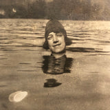 Head Above Water, Antique Photo of Young Woman Swimming
