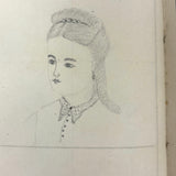 Treasure Trove of a 1879-80 Monticello, Iowa Drawing and Watercolor Book, with Loose Drawings Too