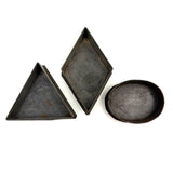 Oval, Triangle, Diamond, Set of Three Early Flat Bottom Tin Cutters