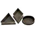 Oval, Triangle, Diamond, Set of Three Early Flat Bottom Tin Cutters