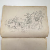 Treasure Trove of a 1879-80 Monticello, Iowa Drawing and Watercolor Book, with Loose Drawings Too