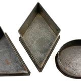 Oval, Triangle, Diamond, Set of Three Early Flat Bottom Tin Cutters