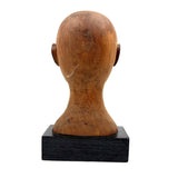 Serene Feeling Folk Art Larger Carved Head, Mounted to Custom Base